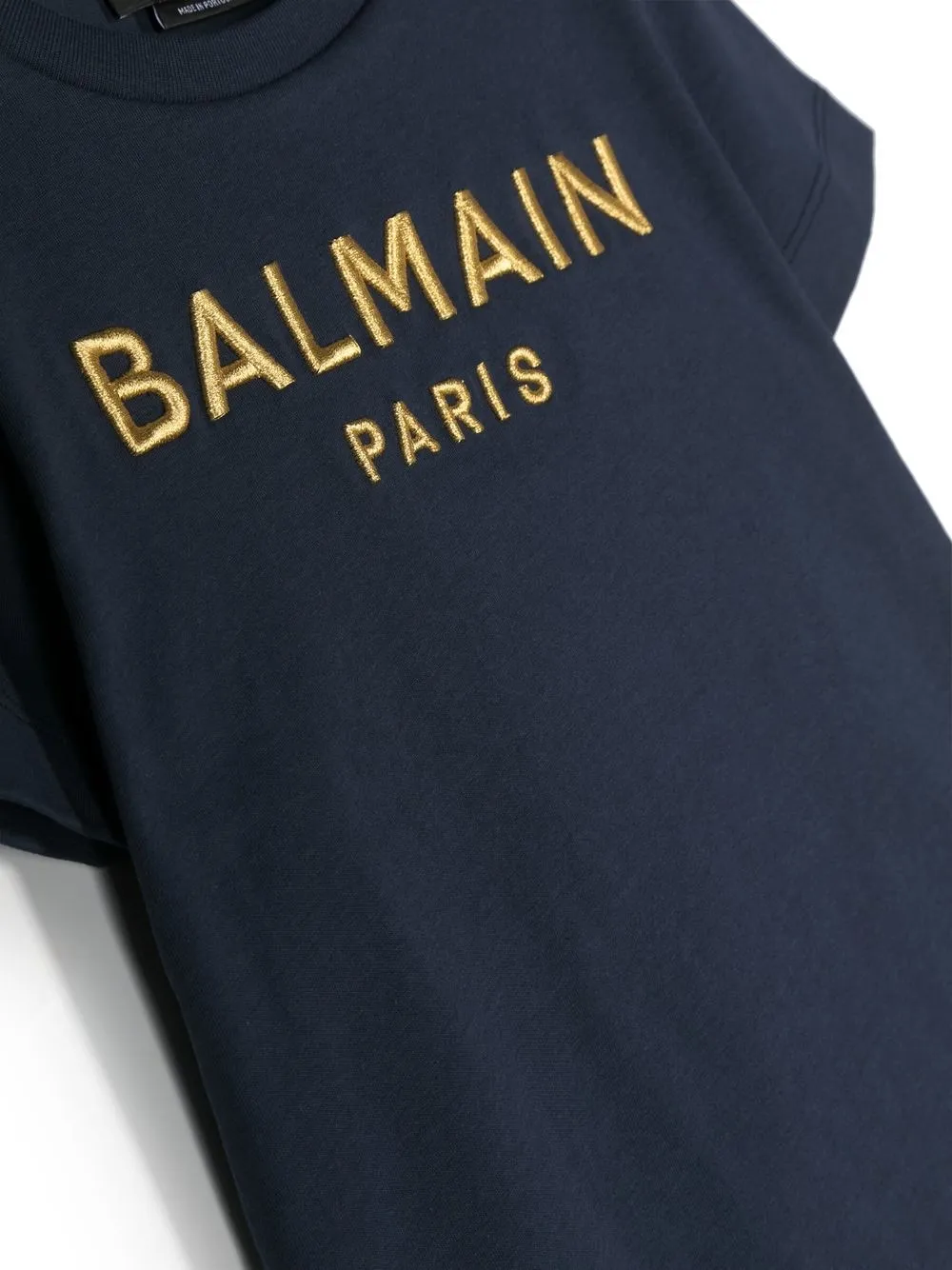 Balmain Logo-embroidery T-shirt In Blau
