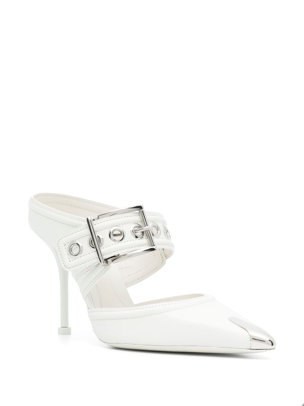 Shop Alexander Mcqueen Pointed-toe 100mm Mules In Weiss