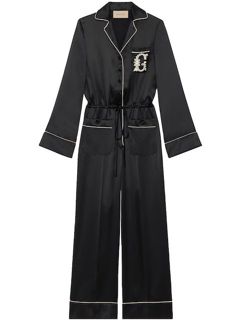 Gucci jumpsuit con logo bordado