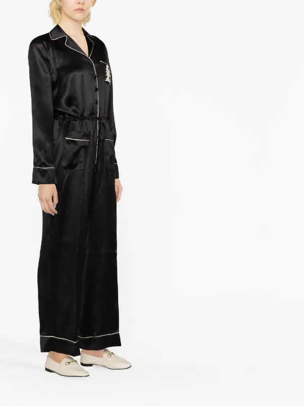 Gucci Embroidered Logo Jumpsuit | Black | FARFETCH