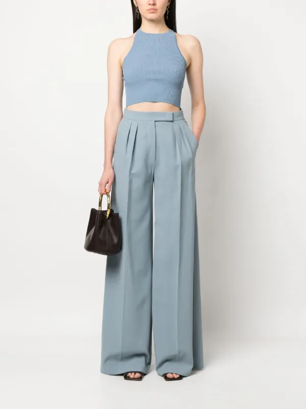 Max Mara Knitted Racerback Tank Top | Blue | FARFETCH OM