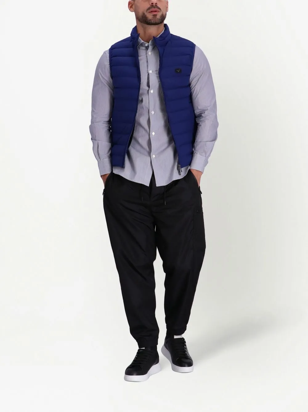 Emporio Armani Overhemd met krijtstreep - Blauw