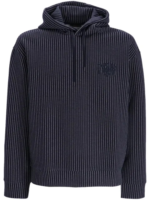 Emporio Armani pinstriped embroidered logo hoodie