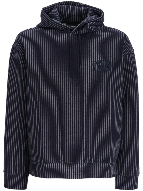 Hoodie rayé à logo brodé - Emporio Armani - Modalova