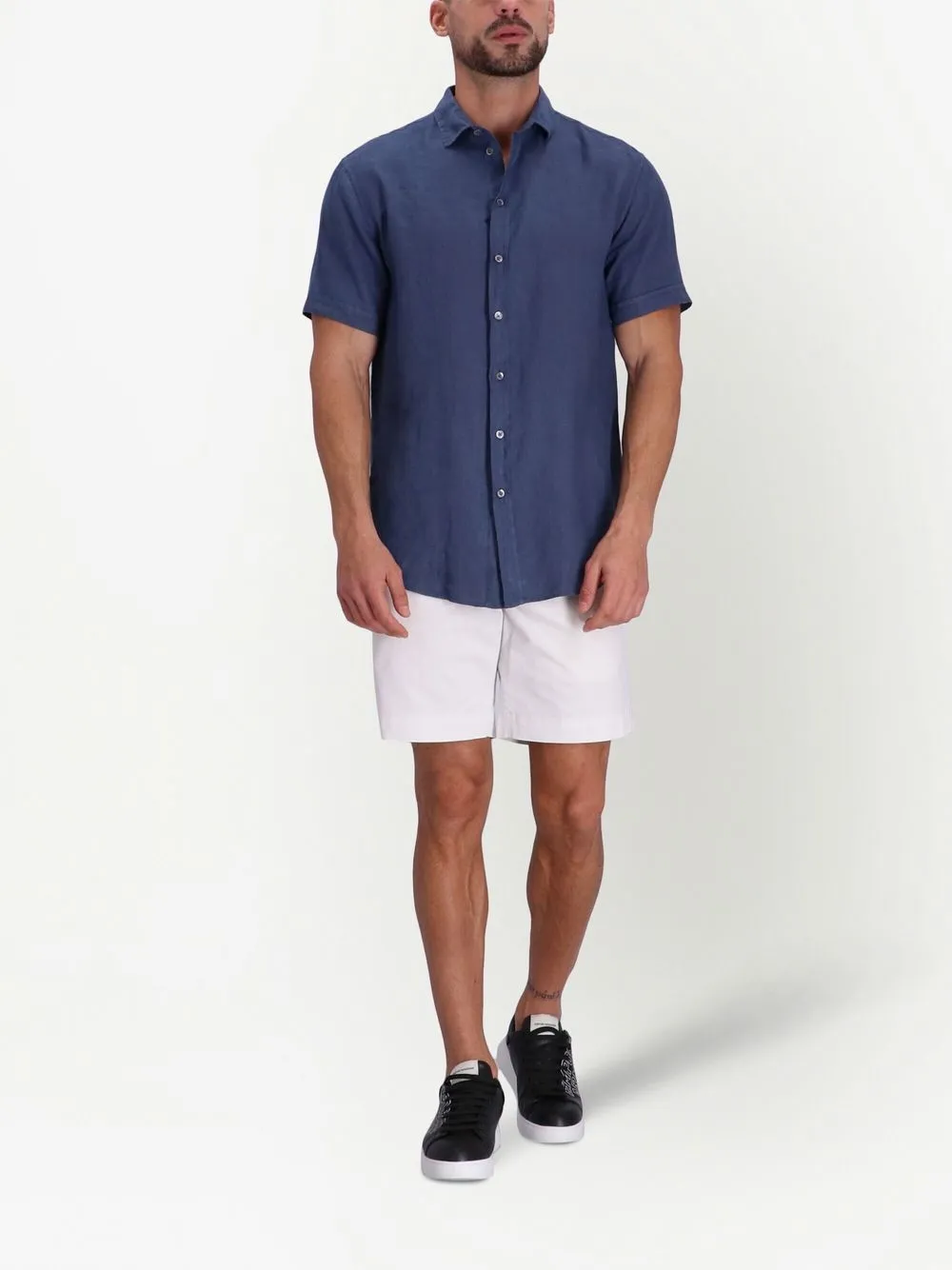 Emporio Armani Linnen overhemd - Blauw