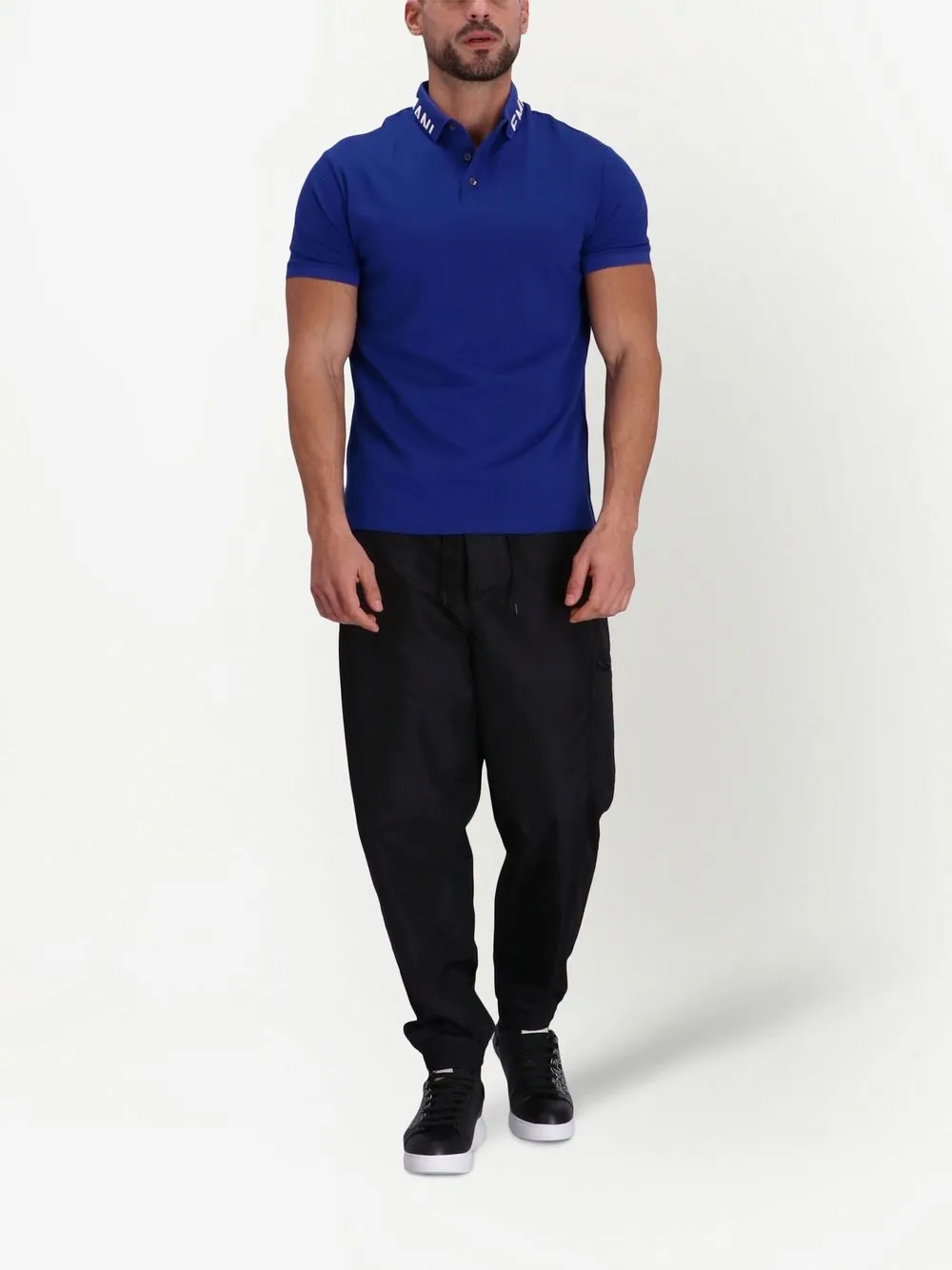 Emporio Armani Poloshirt met logo kraag - Blauw