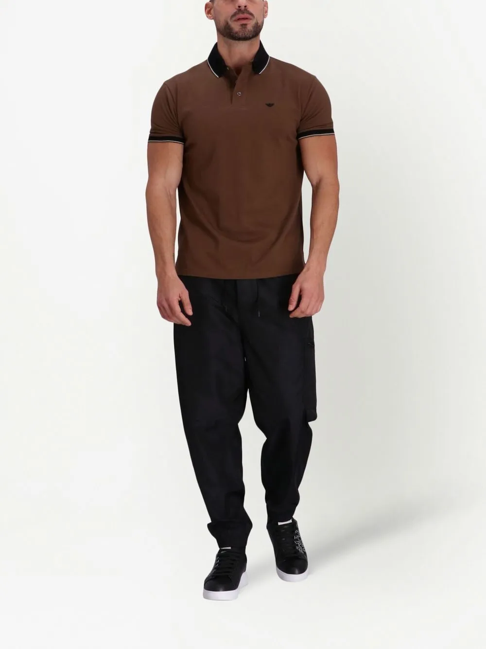 Emporio Armani Poloshirt met borduurwerk - Bruin
