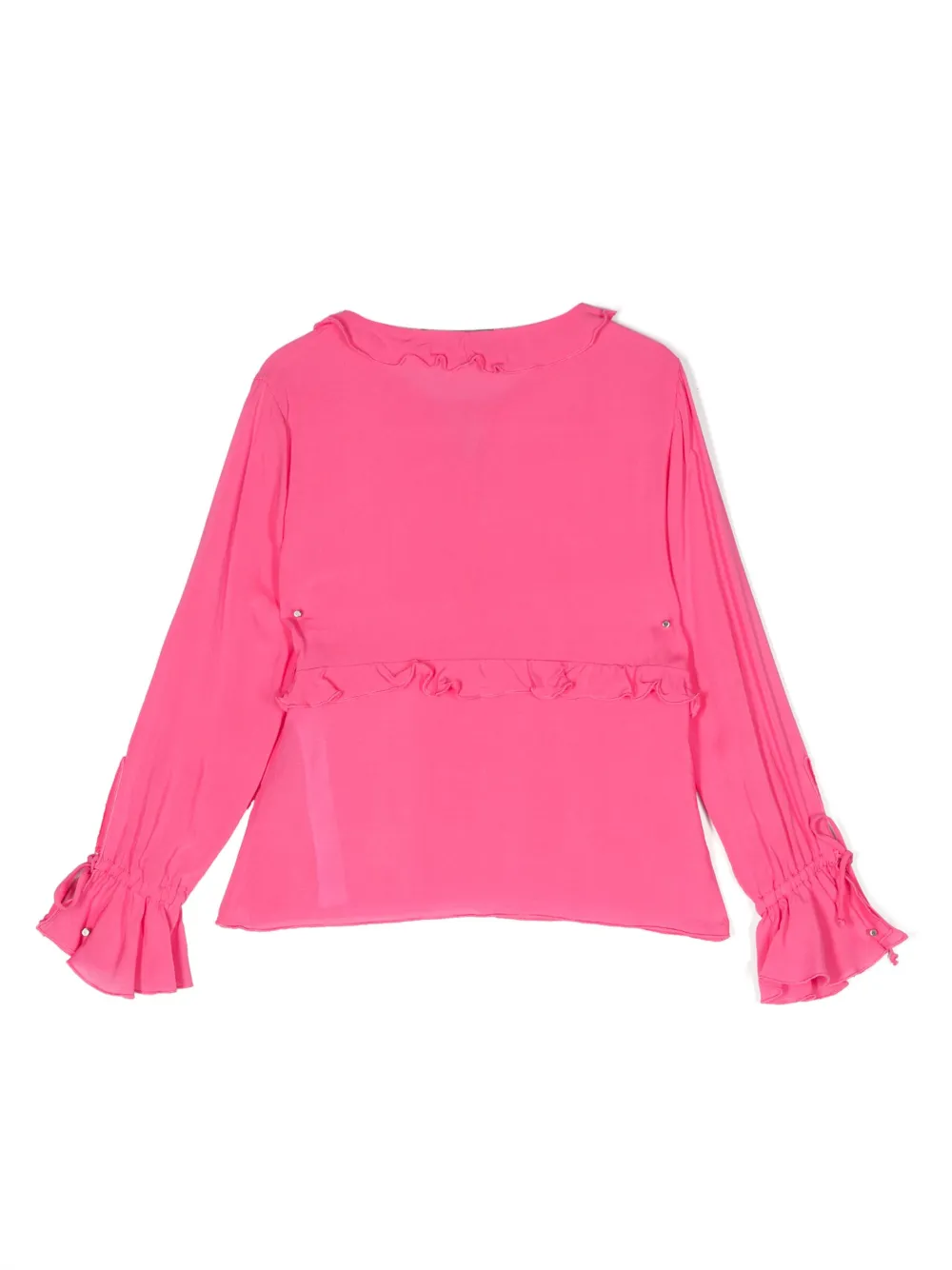 Miss Blumarine ruffled-trim lace-up fastening blouse - Roze