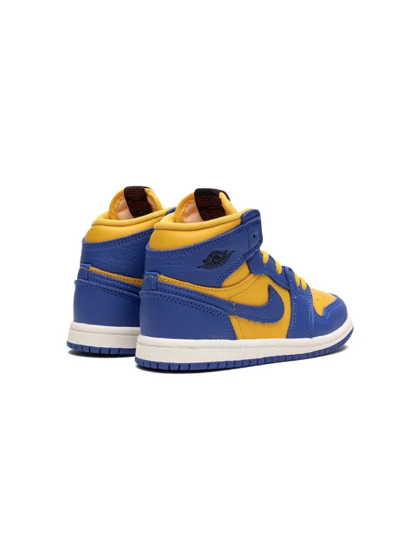 High Top Jordan Azul Con Amarillo Mid Tenis Nike Air Jordan