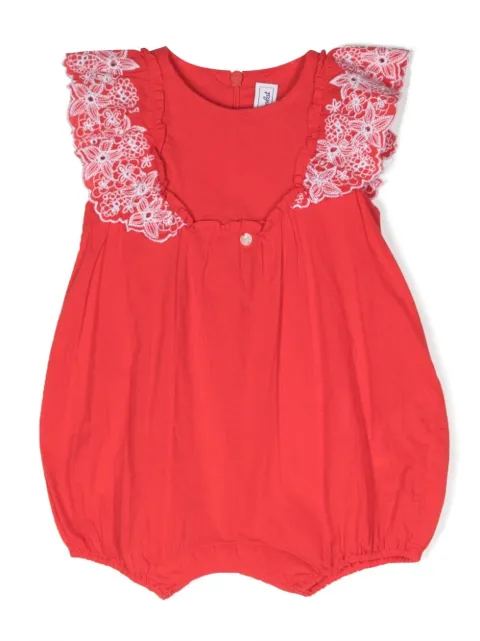 Tartine Et Chocolat floral-embroidered cotton romper