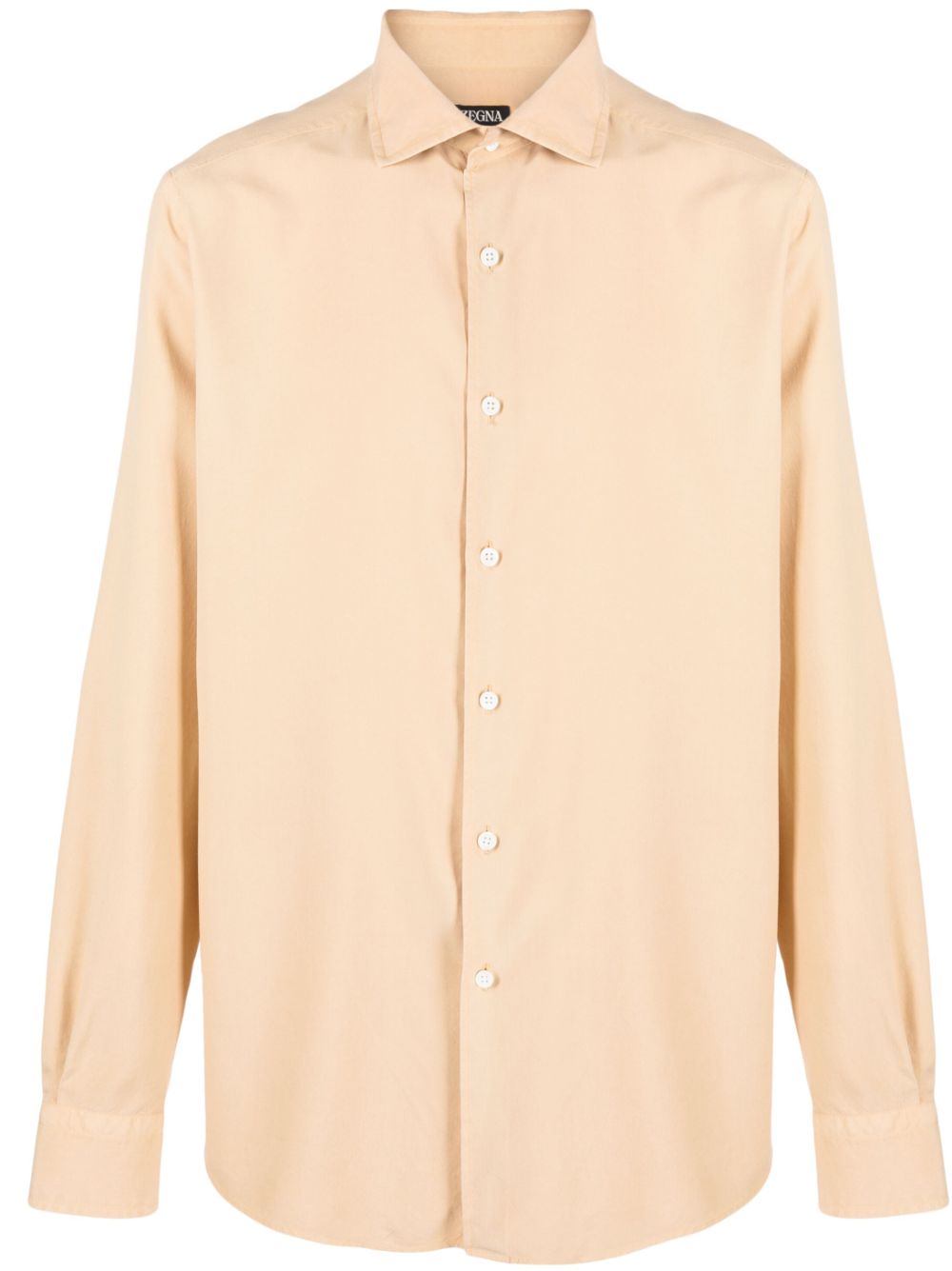 Zegna Cutaway-collar Silk Shirt In Neutrals