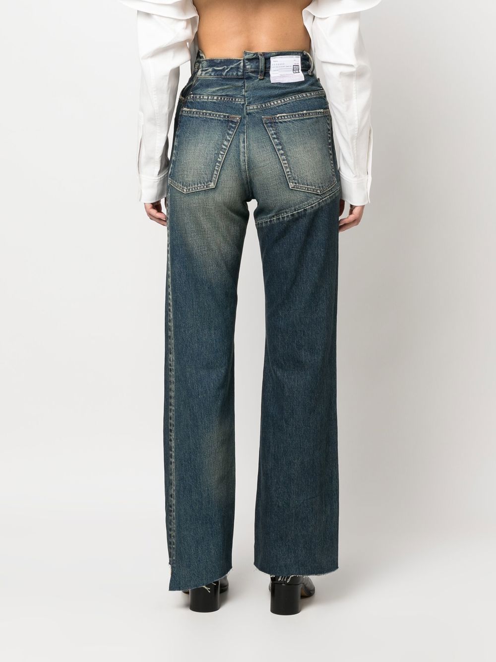 Shop Miharayasuhiro High-waist Asymmetric Denim Trousers In Blau