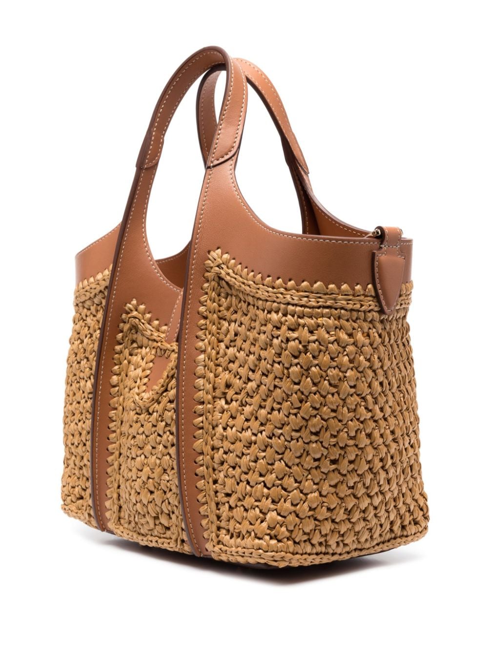 Shop Tod's Timeless Raffia Tote Bag In Nude