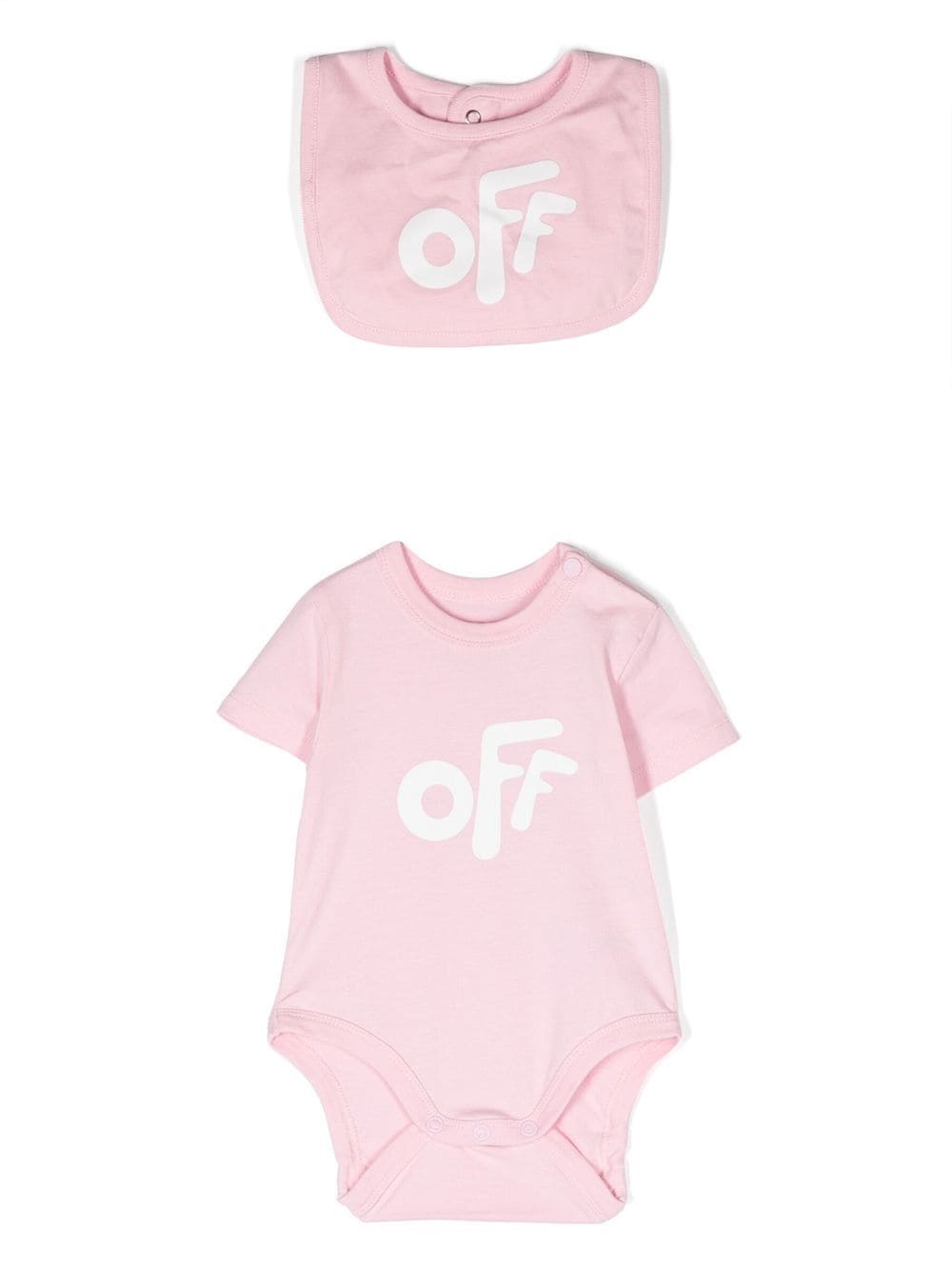 Off-white Logo-print Baby Set In Pink