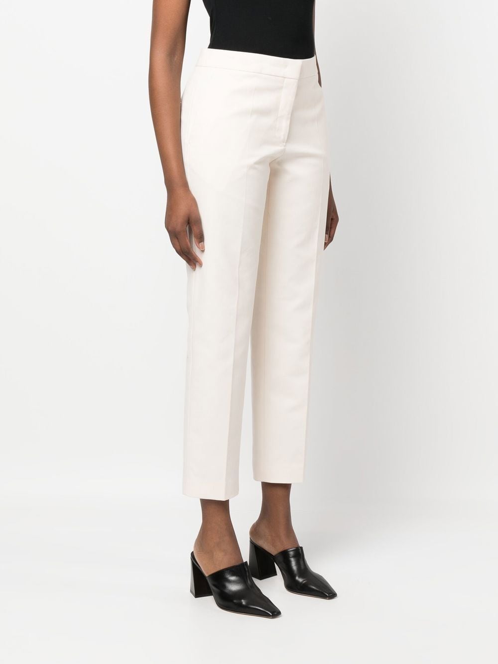 Shop Jil Sander Cotton Cropped Trousers In Weiss