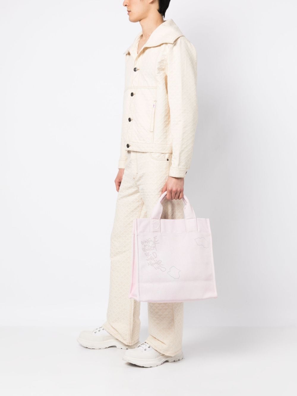 Shop Objects Iv Life Logo-print Cotton Tote Bag In Pink