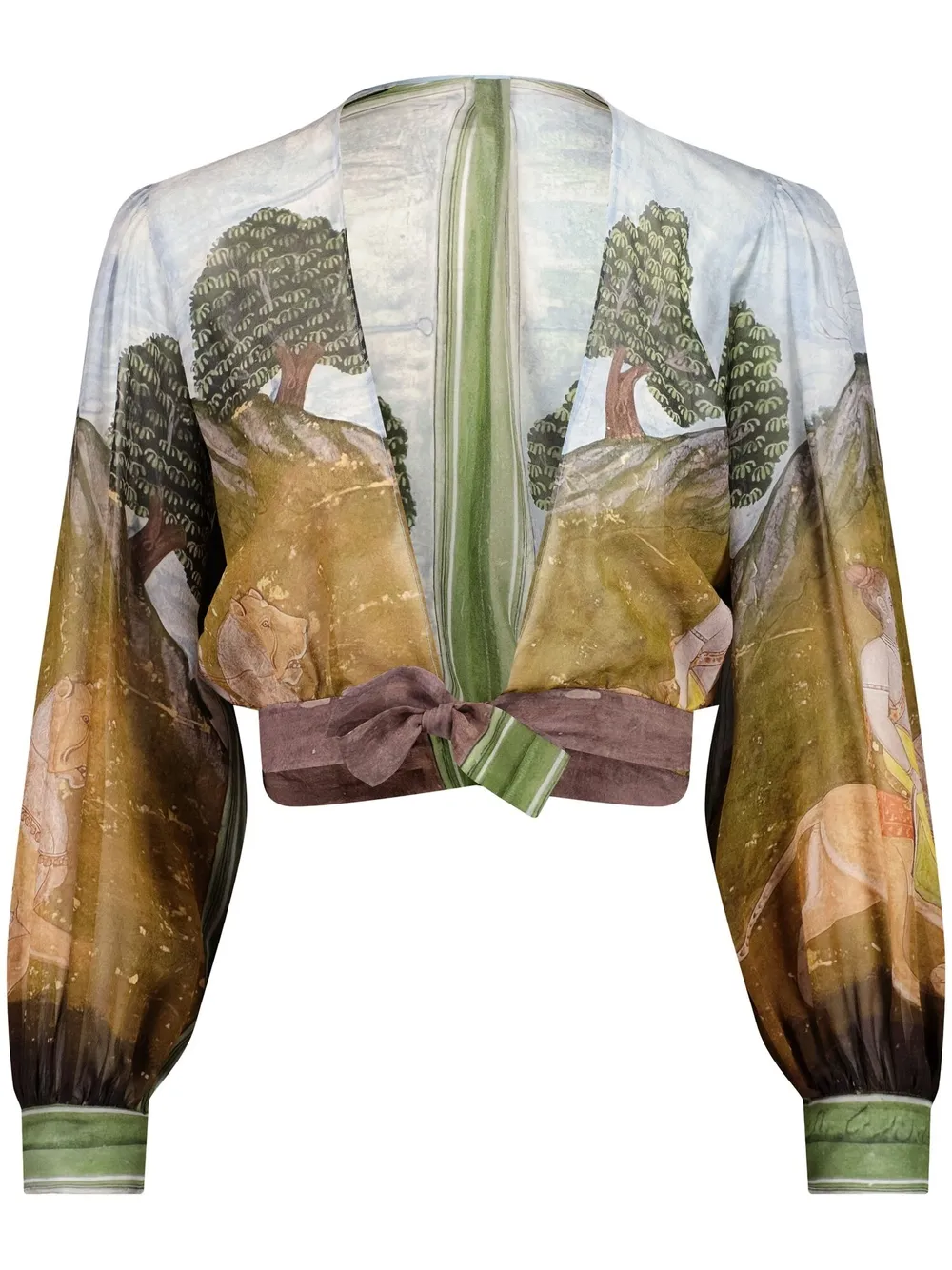 Giambattista Valli Wickelbluse Mit Landschafts-print In Multicolour