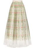 Giambattista Valli Foliage-embroidered tulle maxi skirt - Green