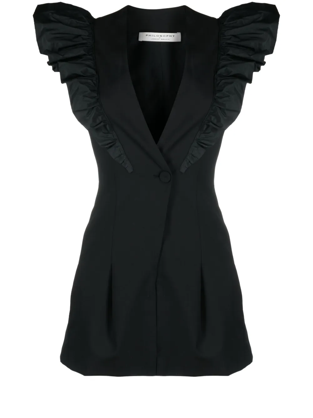 Philosophy Di Lorenzo Serafini Ruffle-detail Mini Dress In 黑色