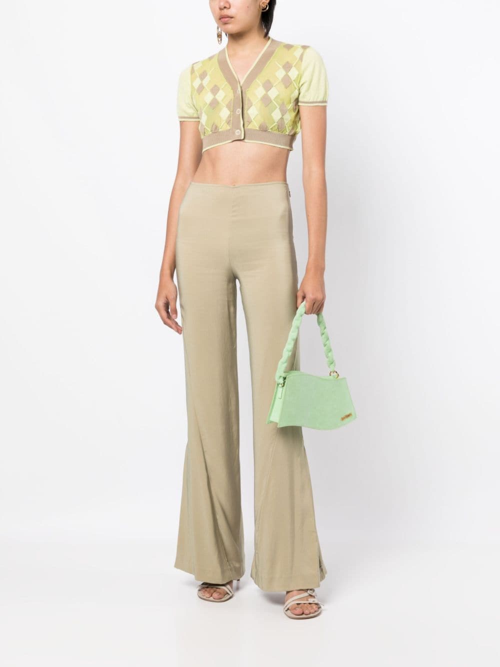 Shop Jacquemus Argyle-check-pattern Cropped Top In Yellow