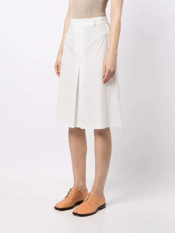 ミニスカート MAISON MARGIELA Women Mini Skirts SI0MA0003 S30561967 WHITE MM6 Maison Margiela Pinstriped Midi Skirt | White | FARFETCH