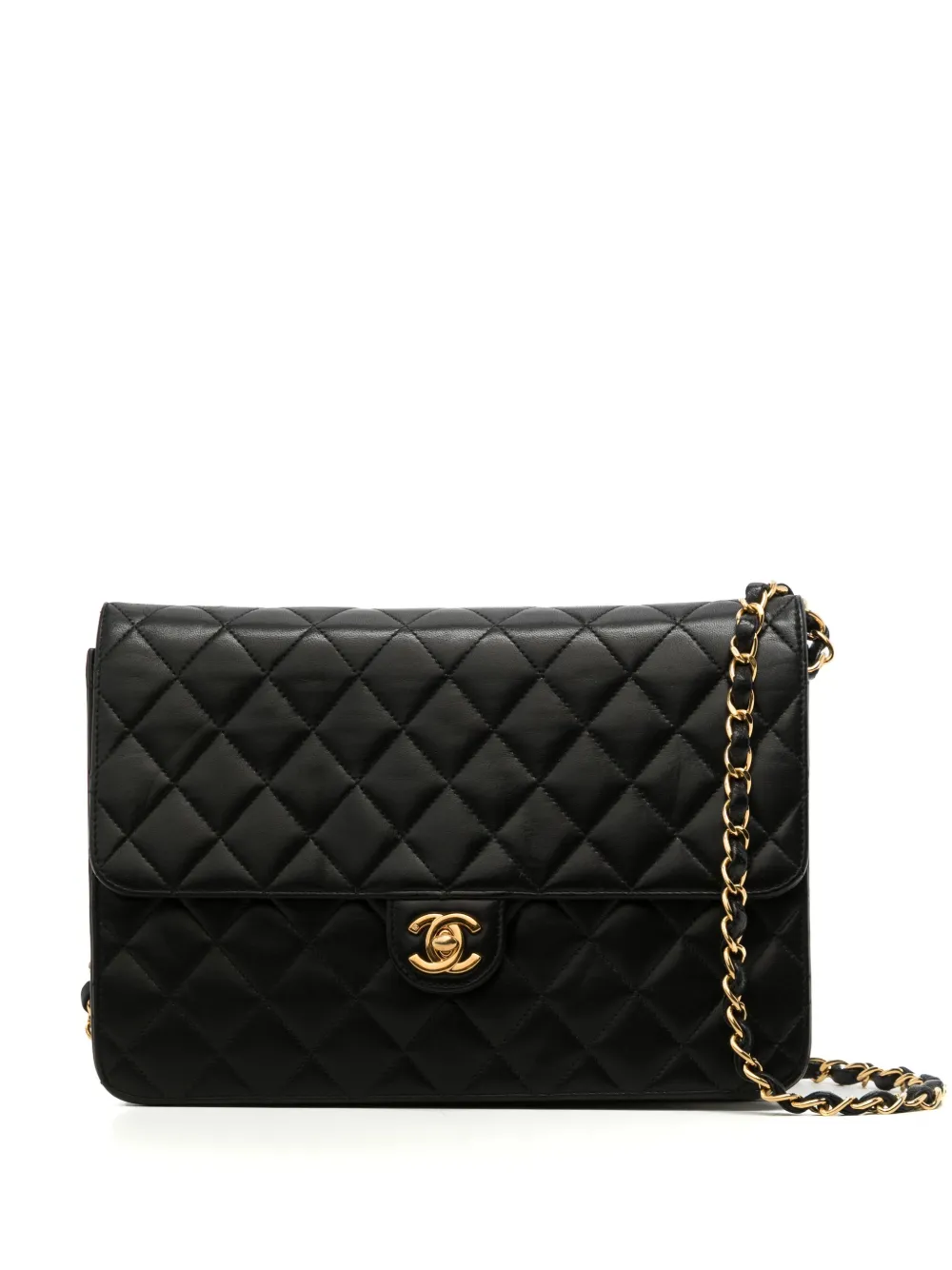Pre-owned Chanel 2002 Medium Classic Flap Shoulder Bag In Black