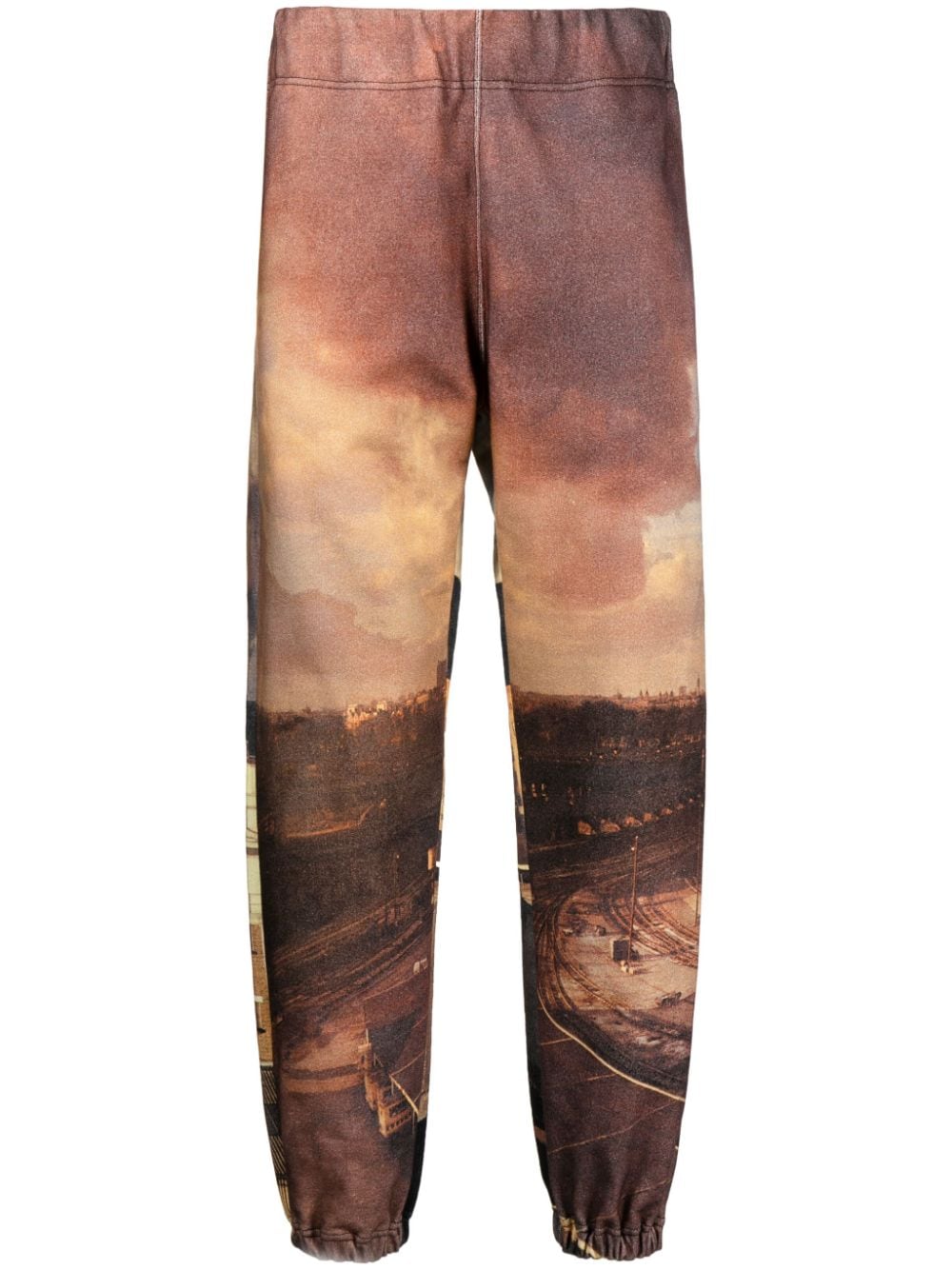 Shop Undercover All-over City Print Track Pants In Brown
