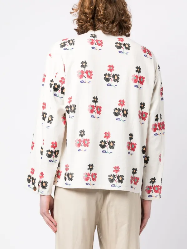 BODE Embroidered Flowers long-sleeve Shirt - Farfetch