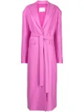 Costarellos peak-lapels tied trench coat - Pink