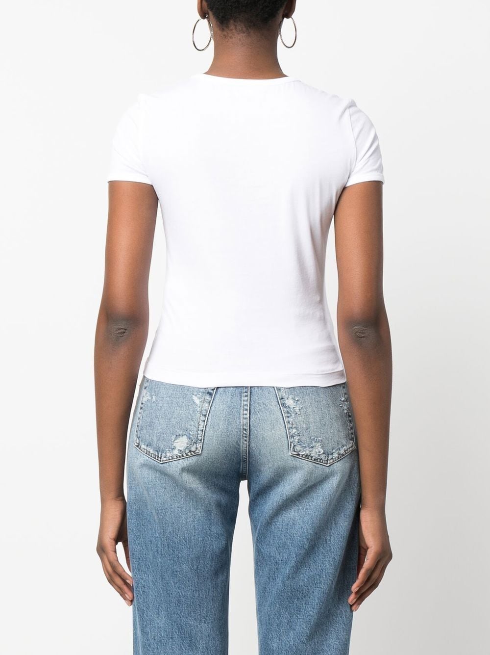 Shop Diesel Distressed Logo-print Cotton T-shirt In Weiss