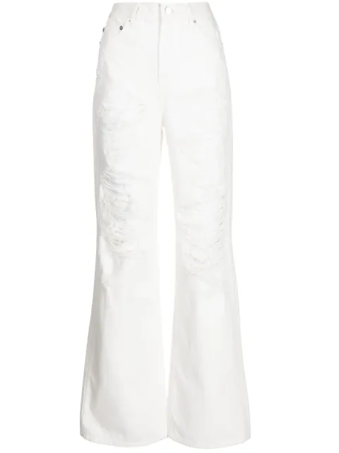Goen.J ripped high-rise straight-leg jeans