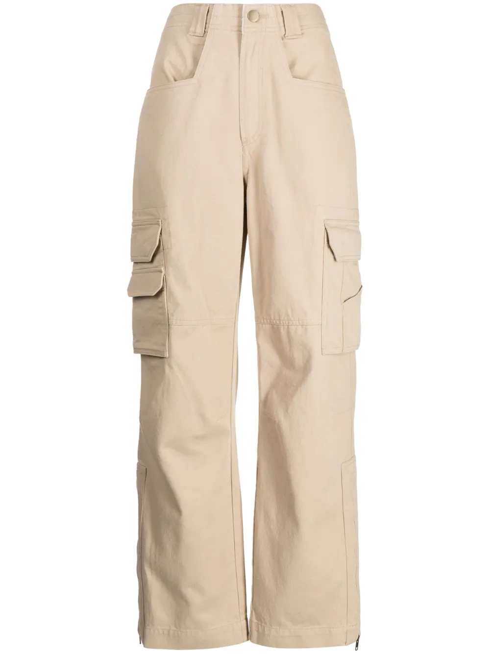 Goen J Wide-leg Cotton Cargo Trousers In Neutrals