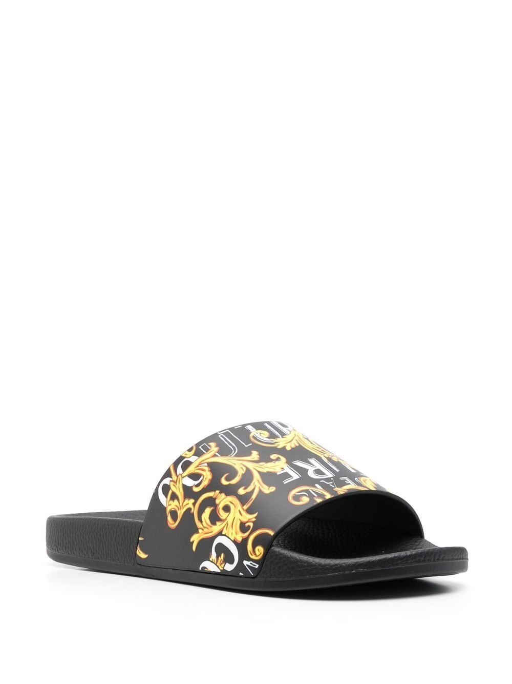 Versace Jeans Couture Slippers met 'Barocco' print - Zwart