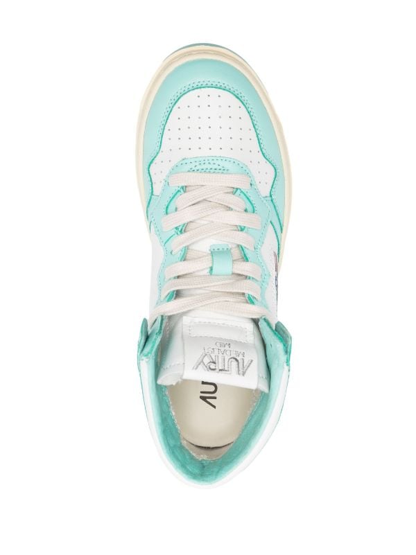 Autry Green & White Medalist Mid Sneakers