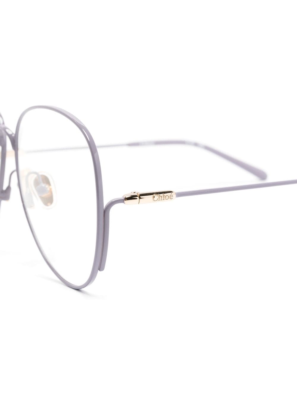 Shop Chloé Logo-engraved Pilot-frame Glasses In Purple