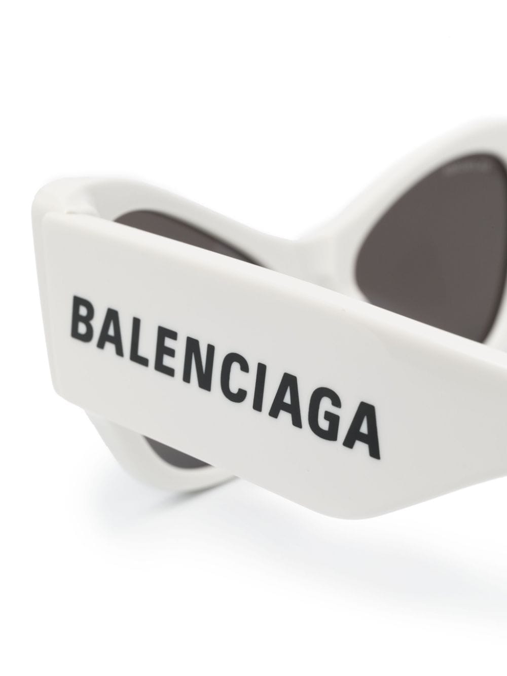 Shop Balenciaga Enamelled-logo Cat-eye Frame Sunglasses In White