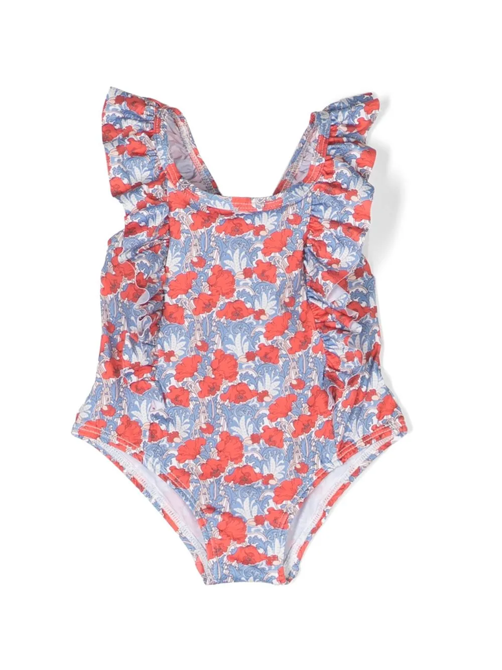 Tartine Et Chocolat Babies' Floral-print Ruffled One-piece In Red