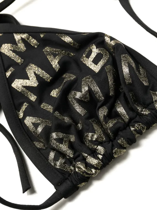 BALMAIN 関税送料込 ロゴデザイン ビキニ Balmain logo-print Triangle Bikini Set | Black | FARFETCH
