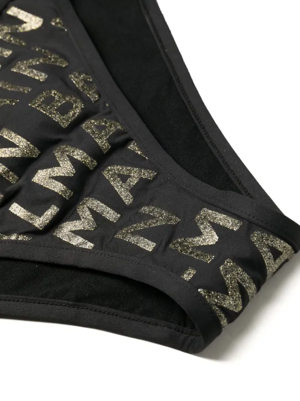 BALMAIN 関税送料込 ロゴデザイン ビキニ ブラック Balmain logo-print Bikini Set | Black | FARFETCH JO