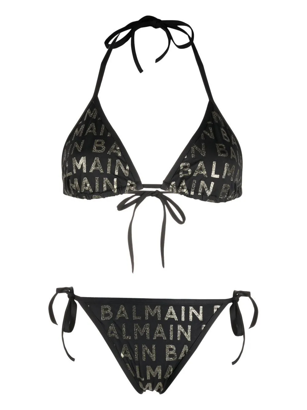 Balmain Logo-print Bikini Set In Black