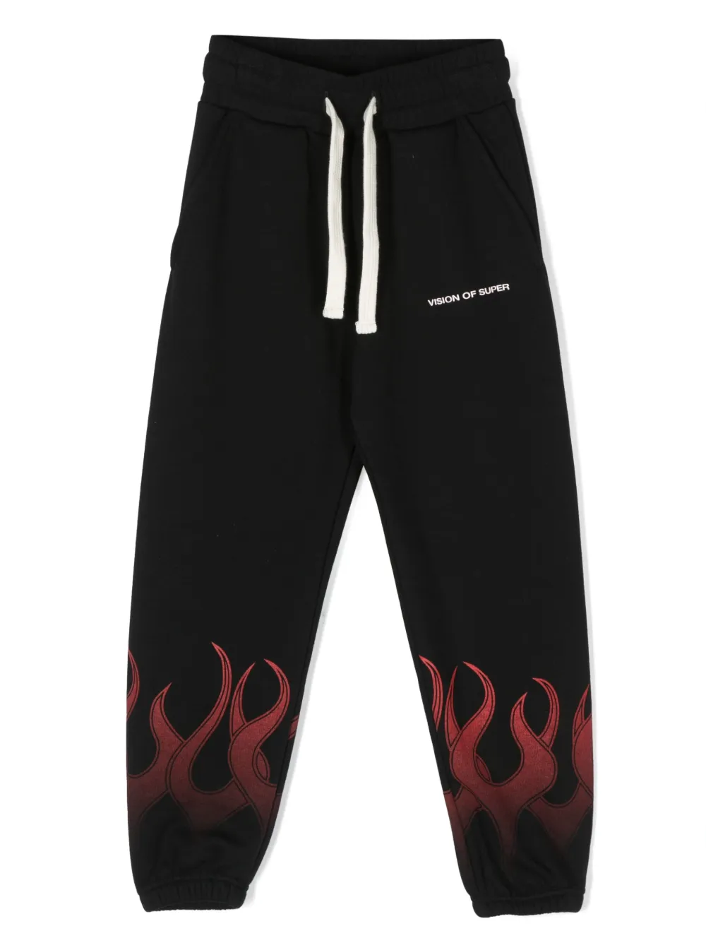 Vision Of Super Kids' Flame-print Track Pants In Black