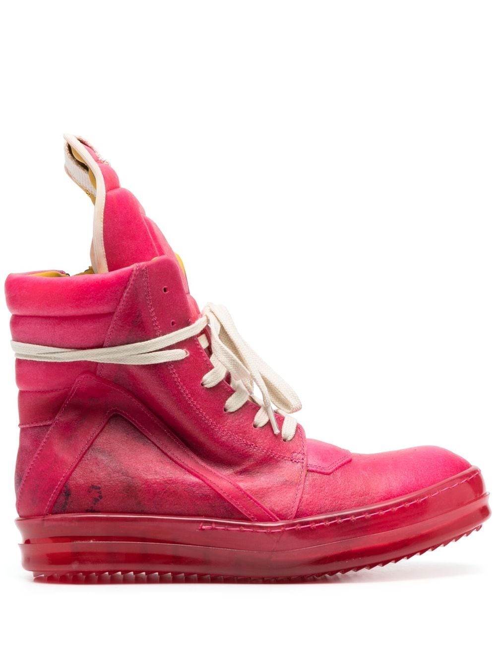 Rick Owens Geobasket Leather High-top Sneakers In Pink