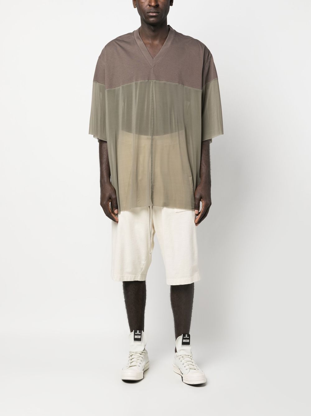 Rick Owens T-shirt met V-hals - Bruin