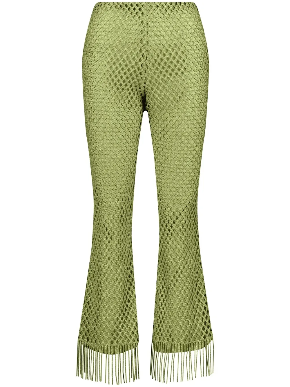 Giambattista Valli fringed macramé flared trousers | Green | Image 1