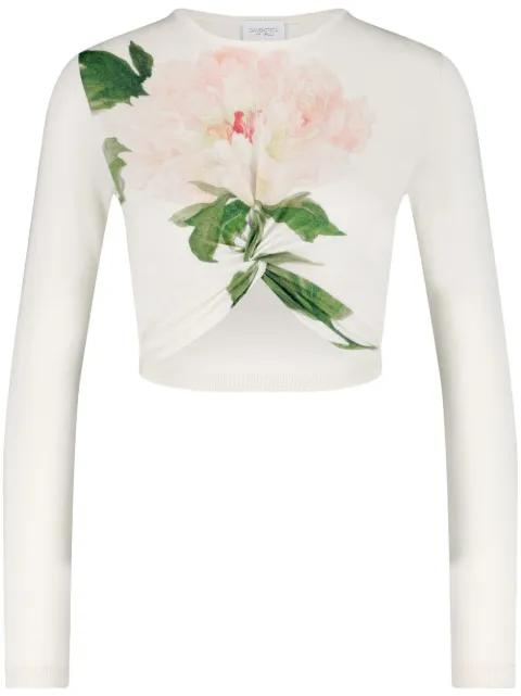 Giambattista Valli floral-print cashmere-silk crop top