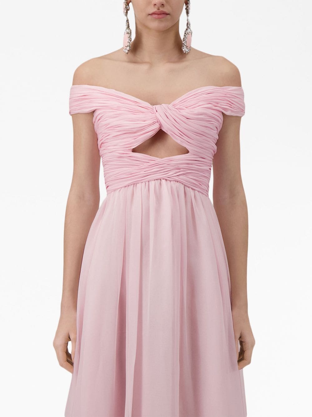 Shop Giambattista Valli Off-shoulder Silk Gown In Pink