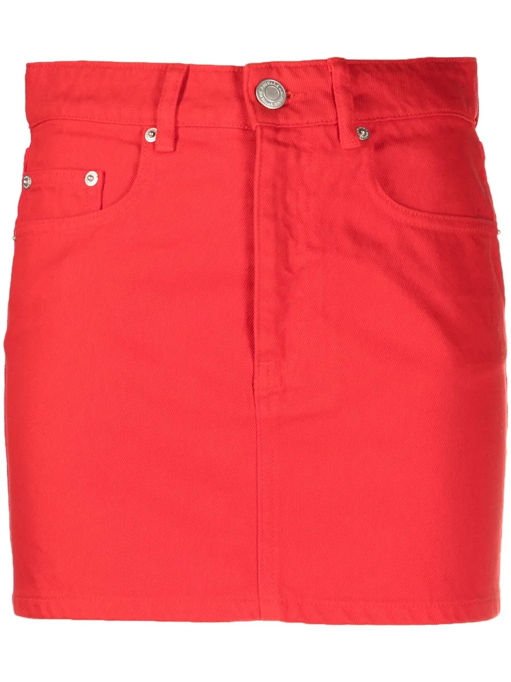 Ami Alexandre Mattiussi Cotton Denim Mini Skirt In Rot