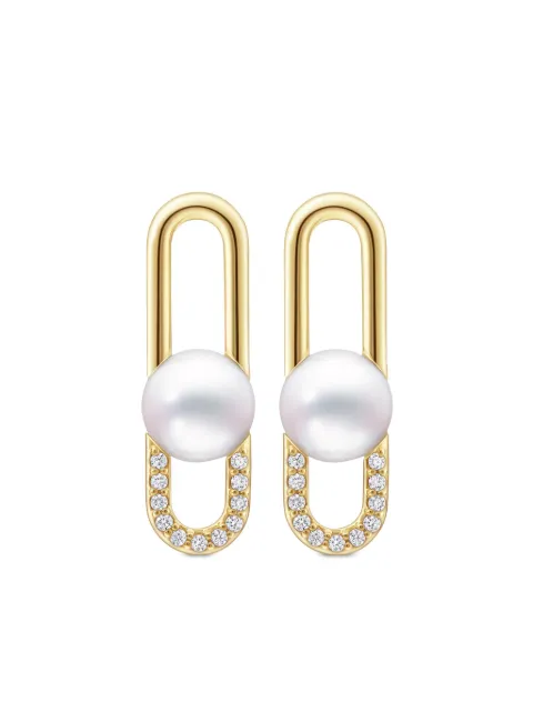 TASAKI 18kt yellow gold Collection Line Fine Link pearl drop earrings