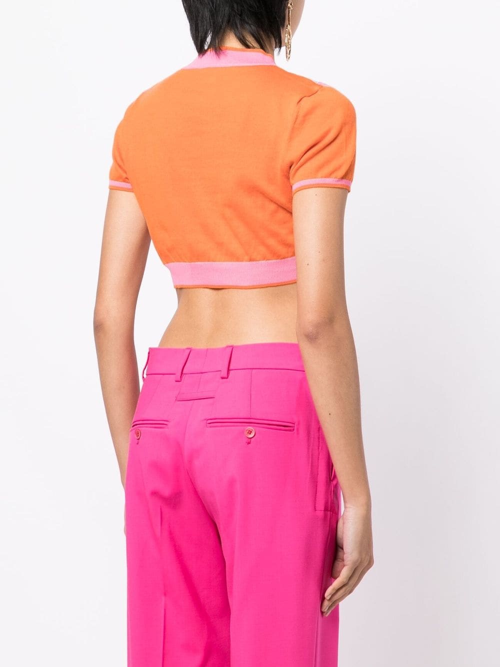 Shop Jacquemus Argyle-check-pattern Cropped Top In Orange