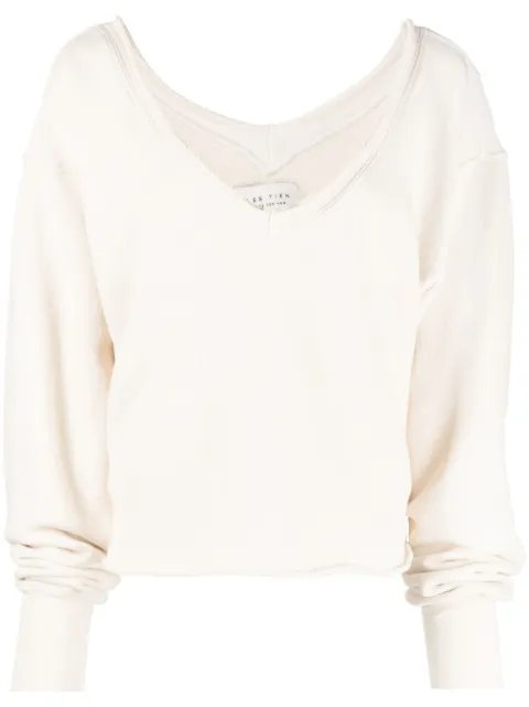 V-neck cotton sweatshirt